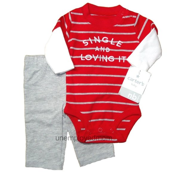 Valentine's Day Outfit My First 3 pc Set Boys Single Love It Baby Bib 1st Heart - Picture 2 of 5